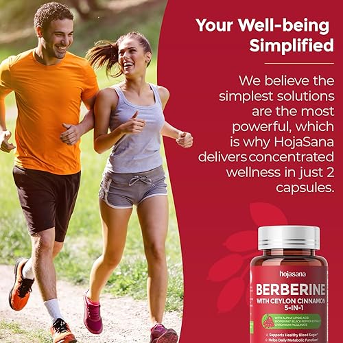 Miniatura 3 de HojaSana 500 mg de berberina con canela de Ceilán para azúcar en la sangre, colesterol y metabolismo*  Suplemento de berberina sin gluten, sin OMG y