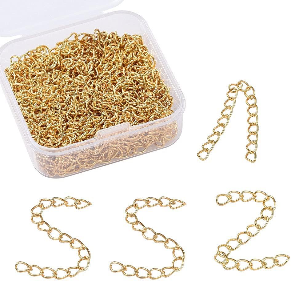 A Box of 100pcs Gold Necklace Extension Chain 7cm/2.8inch