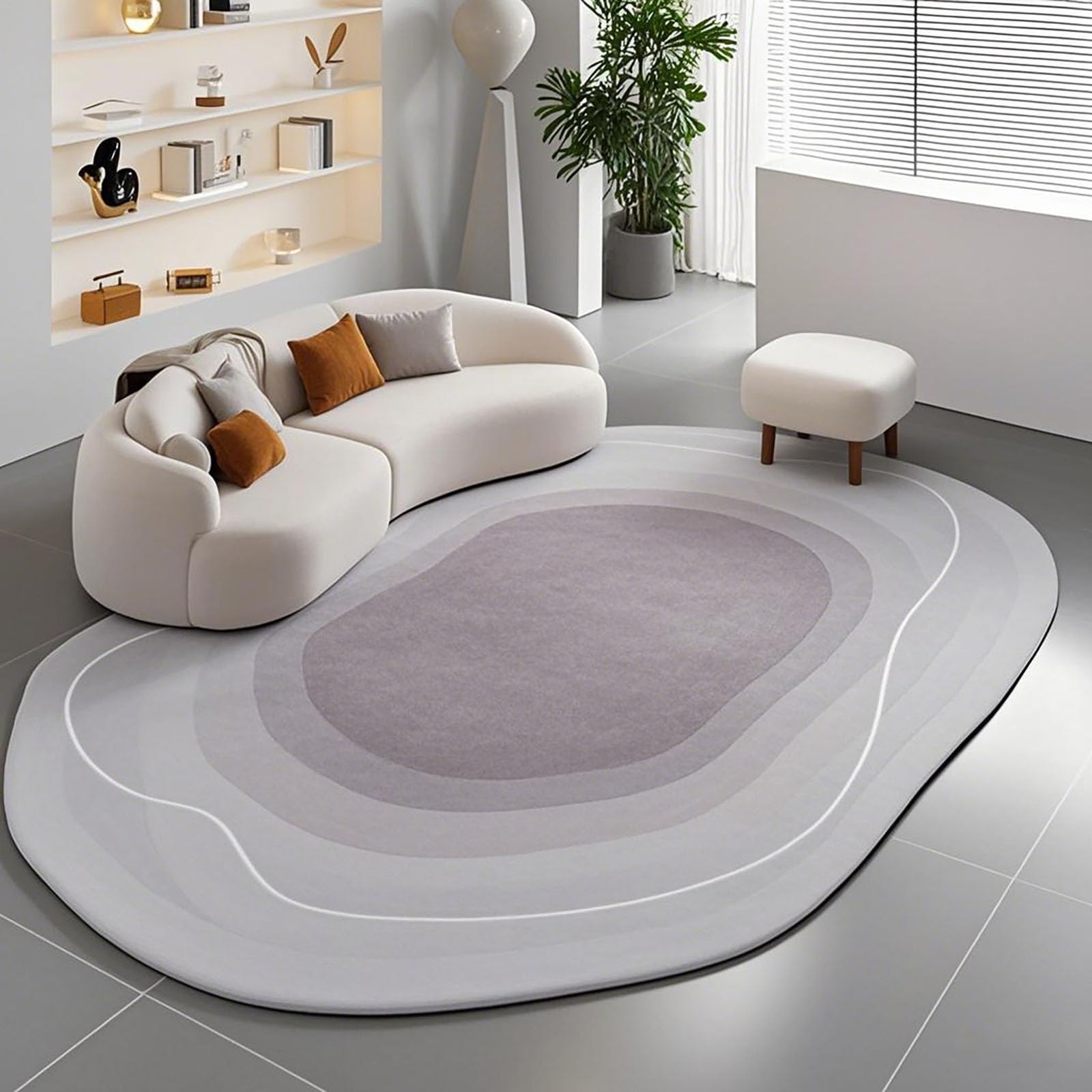 Tapis moderne en laine de forme irrégulière violet pour salon et chambre