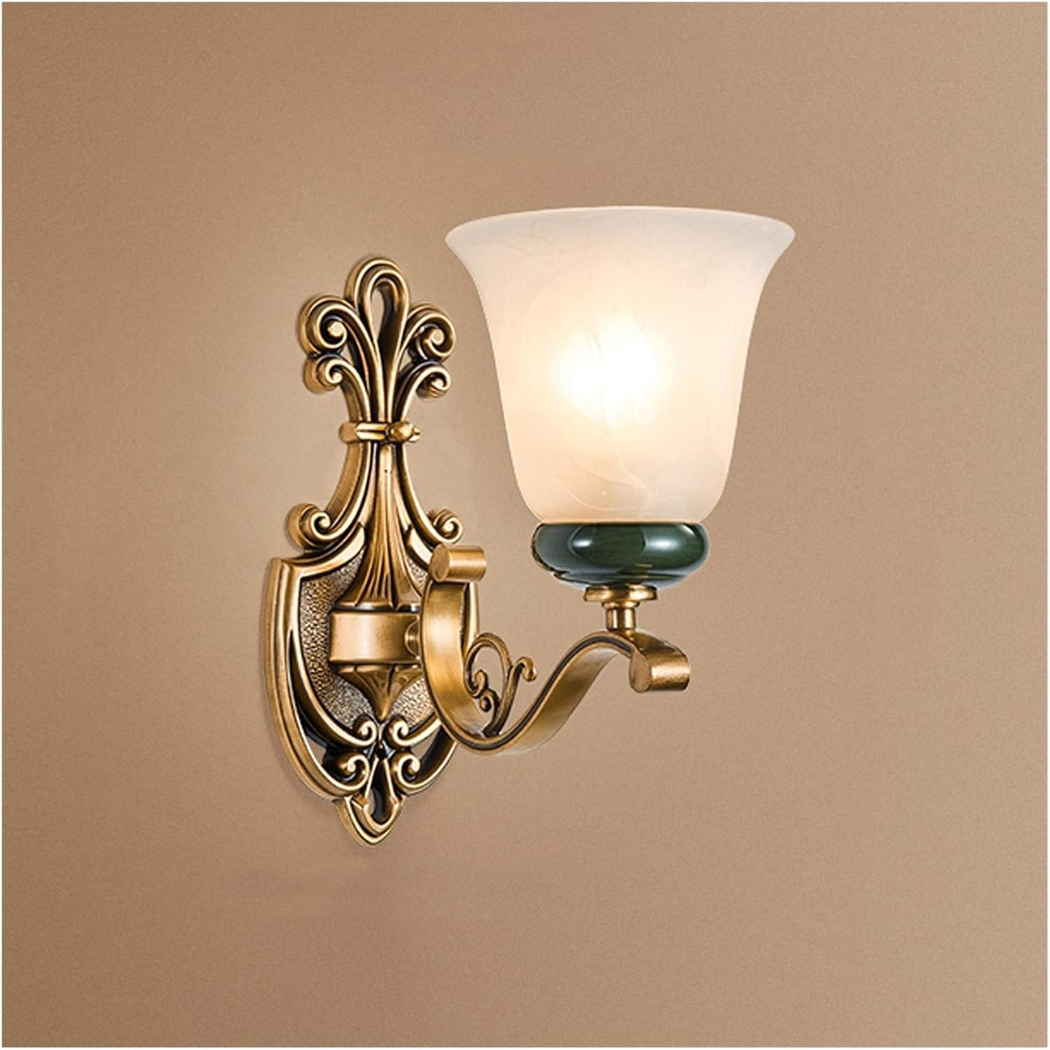 ASerZenith Copper Living Room Background Wall Lamp - Retro Bedroom Study Hallway Wall Light Wall-Mounted E27 Holder With Glass Lampshade,Chandelier Lamps,Single Head (1Pack)