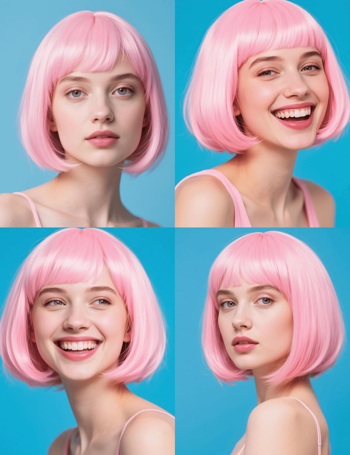 Light Pink Bob Wig with Heart Sunglasses - Heat-Resistant, Synthetic Fiber, Adjustable and Natural Looking - Image 6