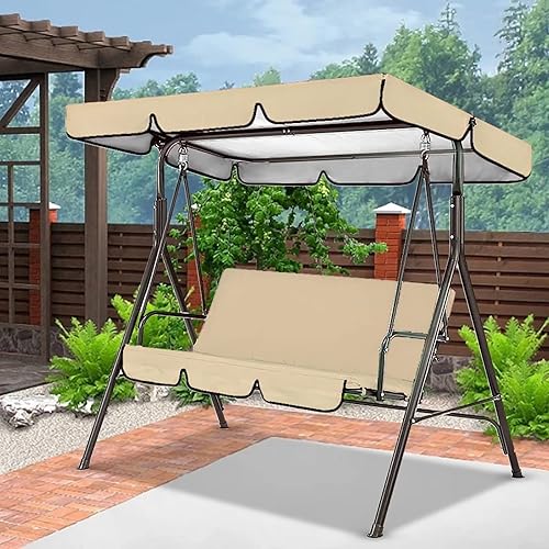 Miniatura 5 de Typutomi Juego de funda para toldo de columpio para patio, 76.8 pulgadas de largo x 49.2 pulgadas de ancho, funda de cojín de repuesto 210D