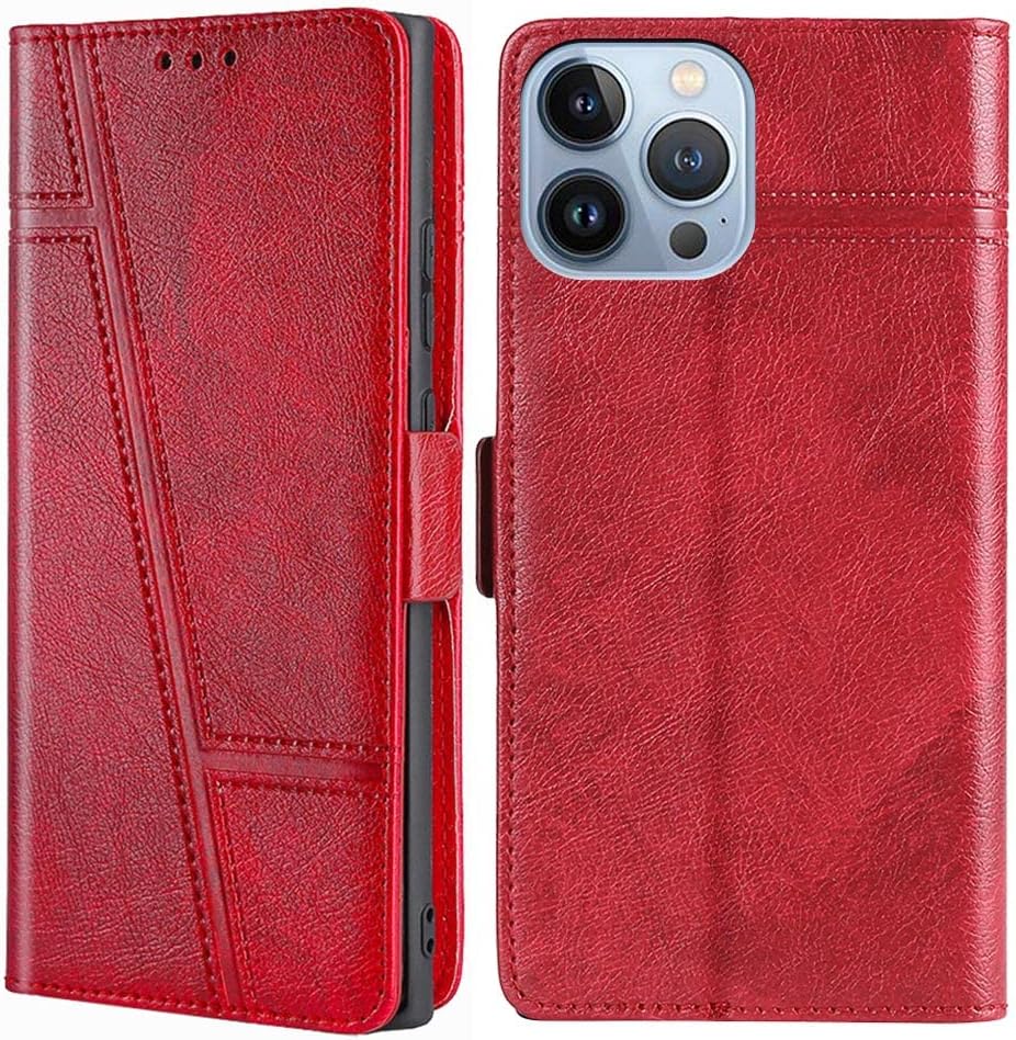 Wallet Folio Case for Sharp AQOUS AIR, Premium PU Leather Slim Fit Cover for AQOUS AIR, 3 Card Slots, 1 Transparent Photo Frame Slot, Anti-Dirt, Red