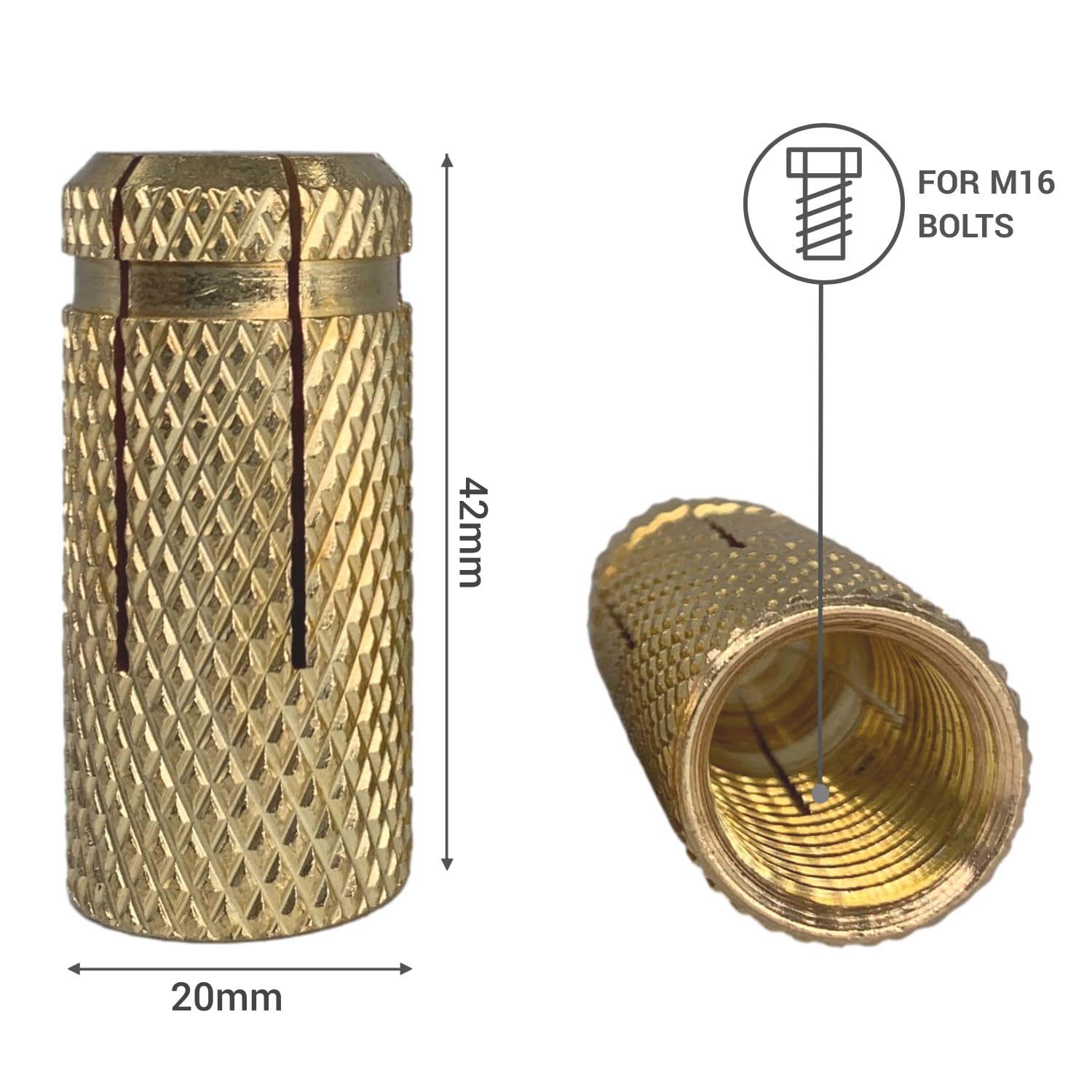 Image secondaire de Pack de 6 Ancrages en Laiton M16 x 45 mm pour Bricolage et Construction