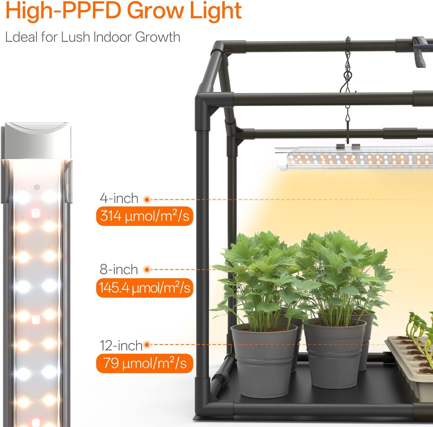 Indoor Greenhouse with Grow Light, Mini PVC Tent with PE Base Mat, Ventilation Windows & Zippered Door, 18W Tabletop Greenhouse Light for Seed Starting with Timer, 23.8" x 15.7" x 20.5"