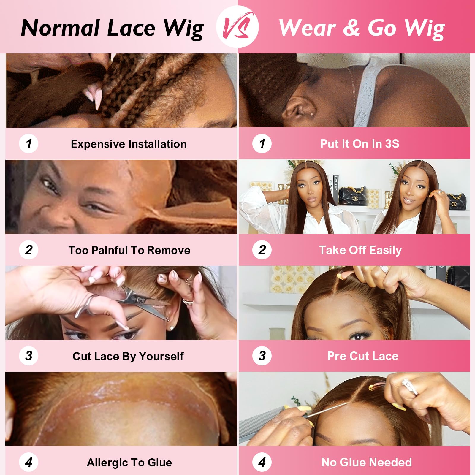 Light Brown Wigs for Women Human Hair Glueless Human Hair Wig 5x6 Pre Cut Lace Front Wigs Human Hair,Body Wave Wear And Go Glueless Wig Pre Plucked Middle Part Lace Frontal Wig 16 Inch - Image 4