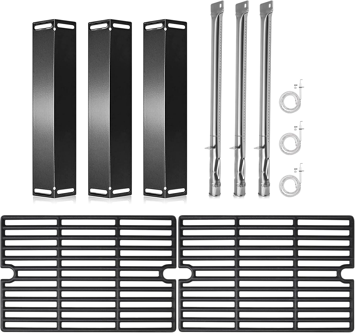 Hiorucet BBQ Grill Grates Parts for Smoke Hollow PS9900, SH9916, 6500, 6800, SH5000, PS9500, 16.5'' Cooking Grid Grates, Heat Plate Shield, Burner and Igniter for Smoke Hollow Replacement Parts.