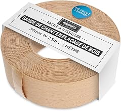 30 mm Beech Wood Edge Band, Pre-Glued Veneer Edge Band, 7.5 m Roll - Easy DIY Iron Application, Covers Edge of Standard MDF Board