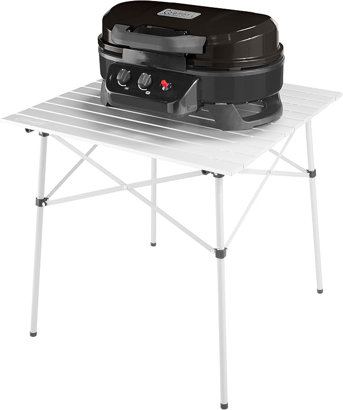 Coleman RoadTrip 225 Parrilla de mesa portátil, parrilla de gas de 2 quemadores con encendido incomparable y control de temperatura ajustable, 11,000 BTU de potencia para asar, hacer cola, acampar, hacer barbacoas y más