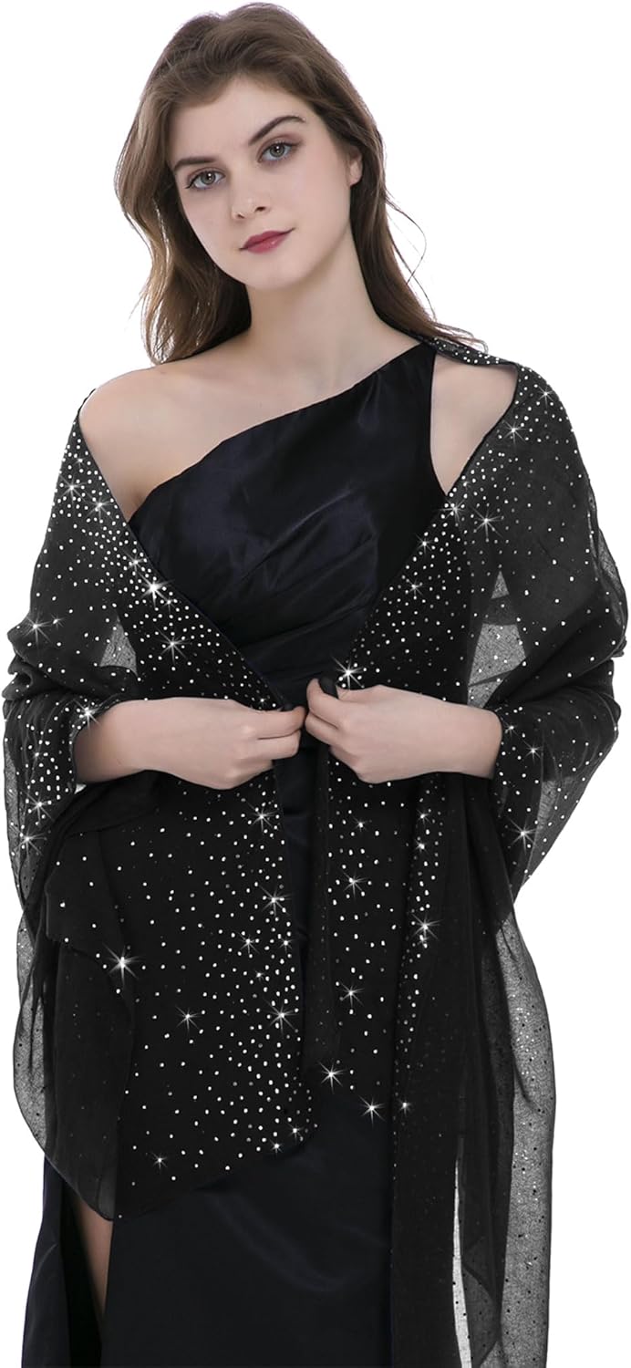 BANETTETA Starry Night Shawls and Wraps for Evening Dresses, Shiny Scarf for Women’s Formal Wear - Image 2