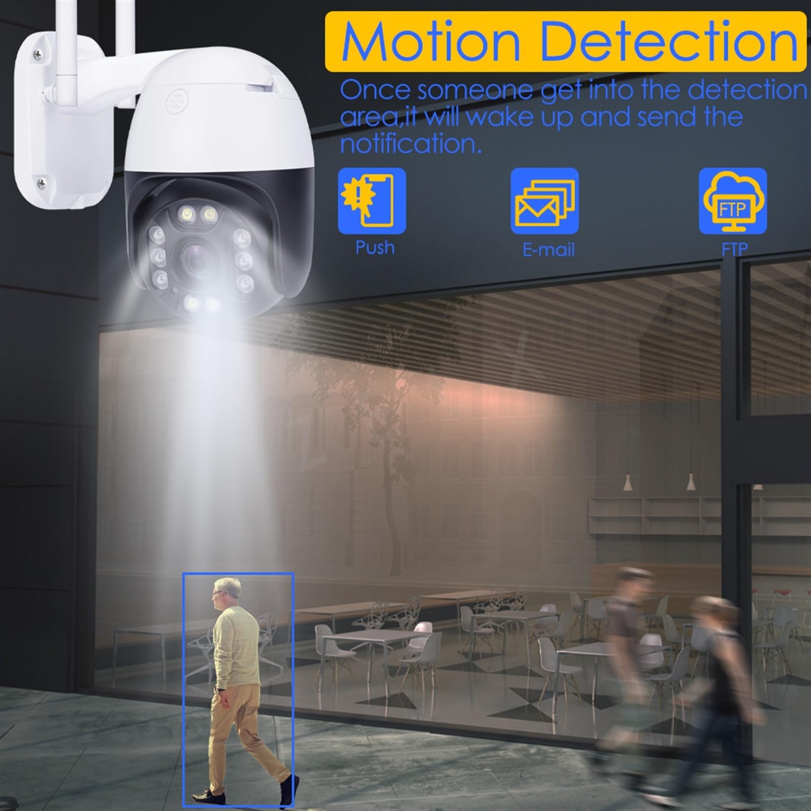 Kamery Monitoringu, Kamera IP 5MP PTZ CCTV kamera bezpieczeństwa Alarm automatyczne śledzenie bezprzewodowy nadzór wideo 5-krotny zoom optyczny IP66 na zewnątrz(5MP Cam X64G SD)