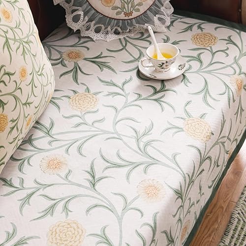 Miniatura 3 de patdrea Funda de sofá de diseño, fundas de terciopelo verde floral para banco de cama seccional, fundas de banco de cama de lujo, funda para