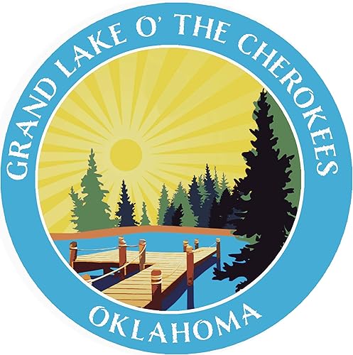 Lake Dock - Grand Lake O' The Cherokees - Oklahoma - Adhesivo adhesivo para ventana de coche y camión de 3.5 pulgadas