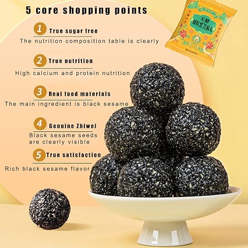 Miniatura 2 de Bolas de sésamo negro de 4.4 onzas (12 píldoras) sin azúcar semillas de sésamo negro
