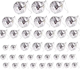 40 Pcs Mirror Disco Ball, 4 Sizes Disco Ball Decoration Hanging,Disco Party Decoration DJ Light Effect Silver Stage Props Silver Hanging Disco Light Mirror Ball