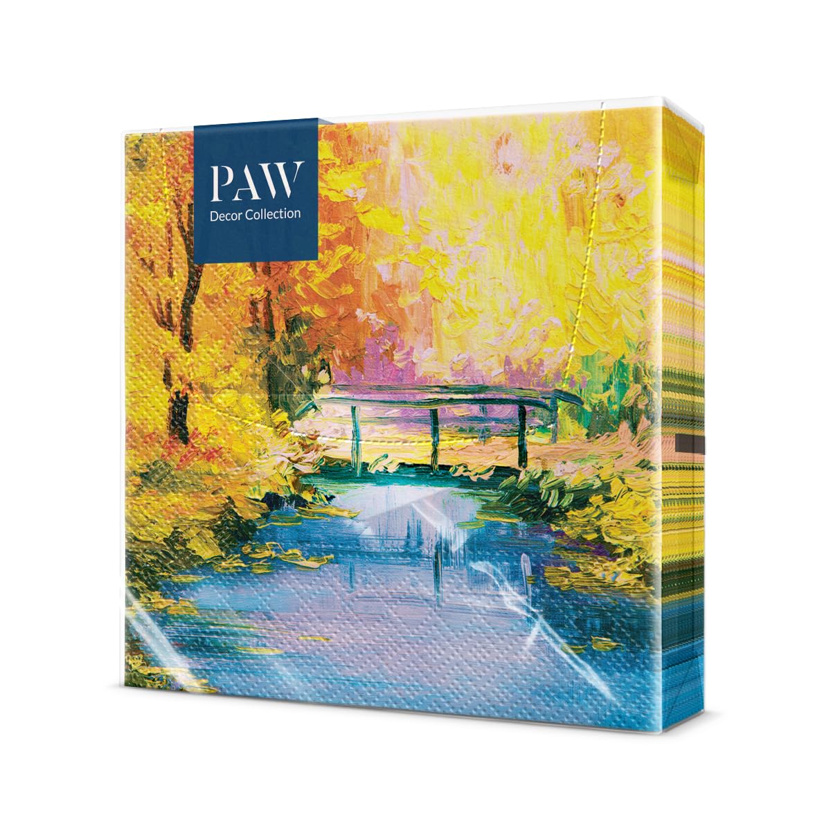4 x Paper Napkins/33cm/3Ply/Decoupage/Autumn/Woodland/Stream/Golden Bridge