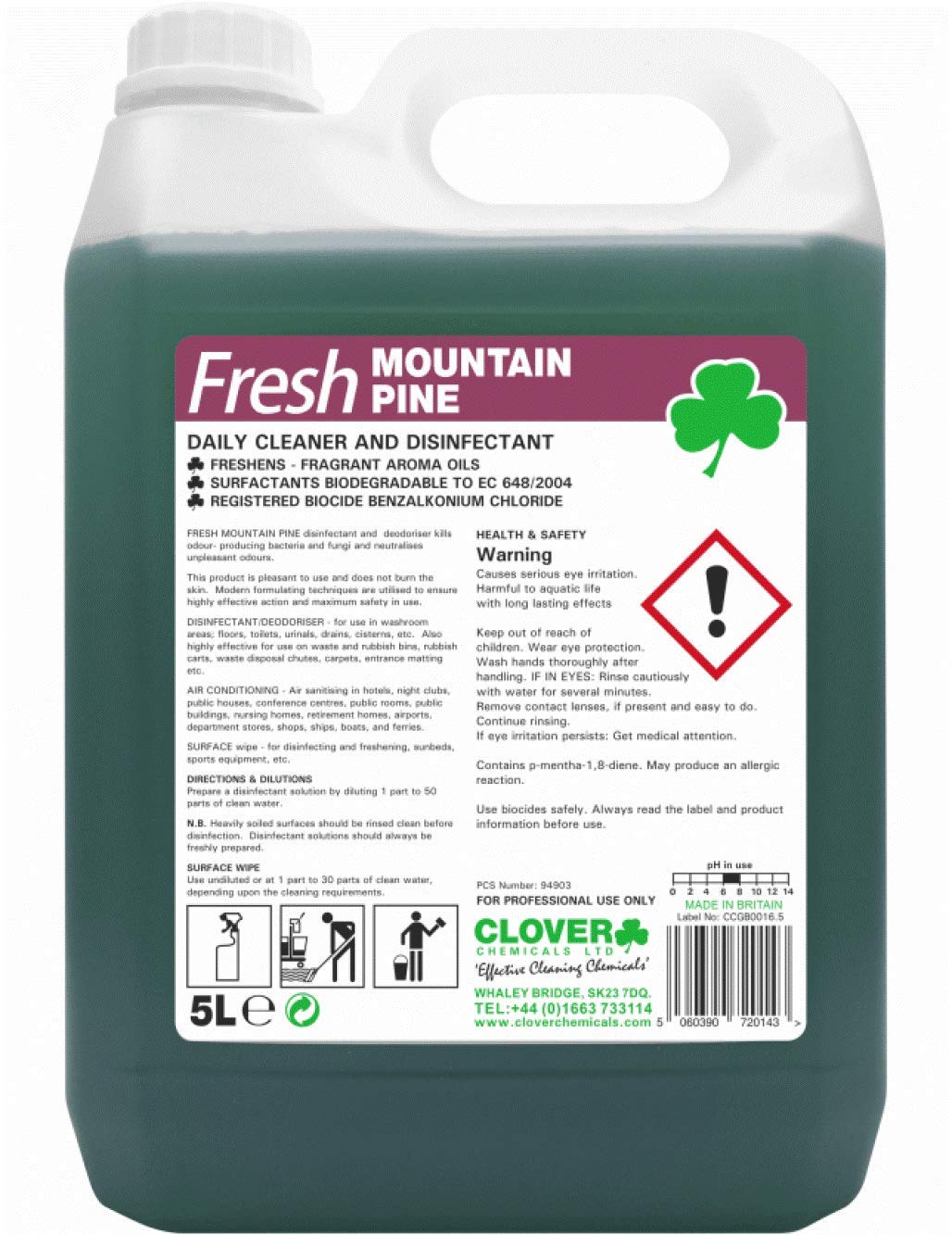 Aardvark 5L Professional Cattery Kennel Dog Cat Deodoriser Disinfectant Cleaner Animal Odour - Mountain Pine Anti-Bacterial Liquid Solution for Pet Urine
