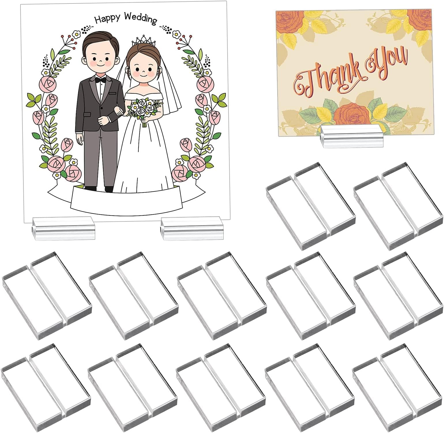 Acrylic Place Card Holders, 12 Pcs Sign Holder Clear, Table Number Stands Place Card Holders, Acrylic Stands Wedding Sign Holders Card Display Stand for Table Wedding Office Menu Meeting