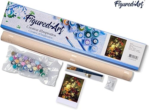 Vista 151 de Figured'Art - Juego de pintura por números, lienzo enrollado sin marco, para manualidades, para adultos, 16 x 20 pulgadas, jarrón de peonías