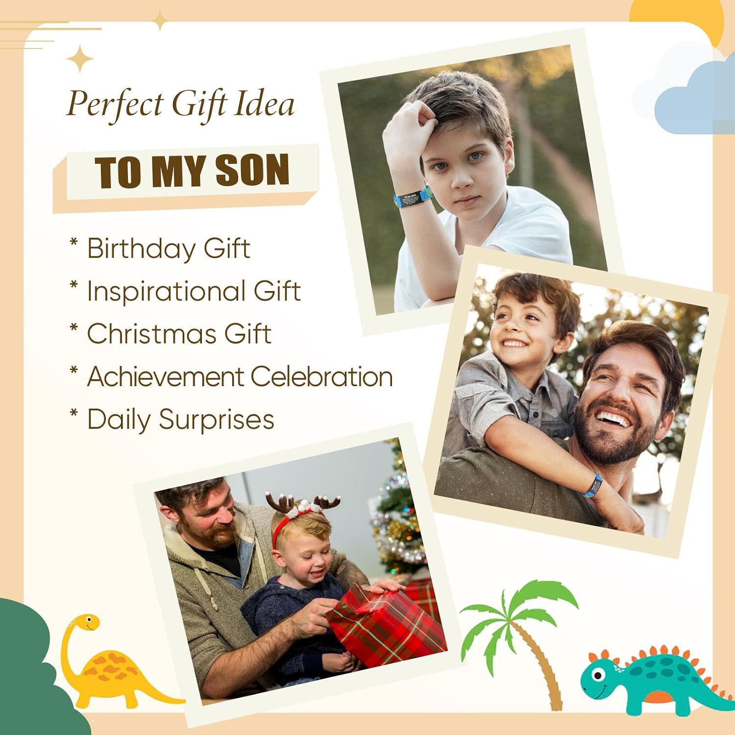 MEALGUET to My Son Bracelet Gift from Mom : Cute Always Remember You are Braver Inspirational Quote Silicone Cartoon Wristband Bracelet for Little Boys, for Kids from Mom Dad