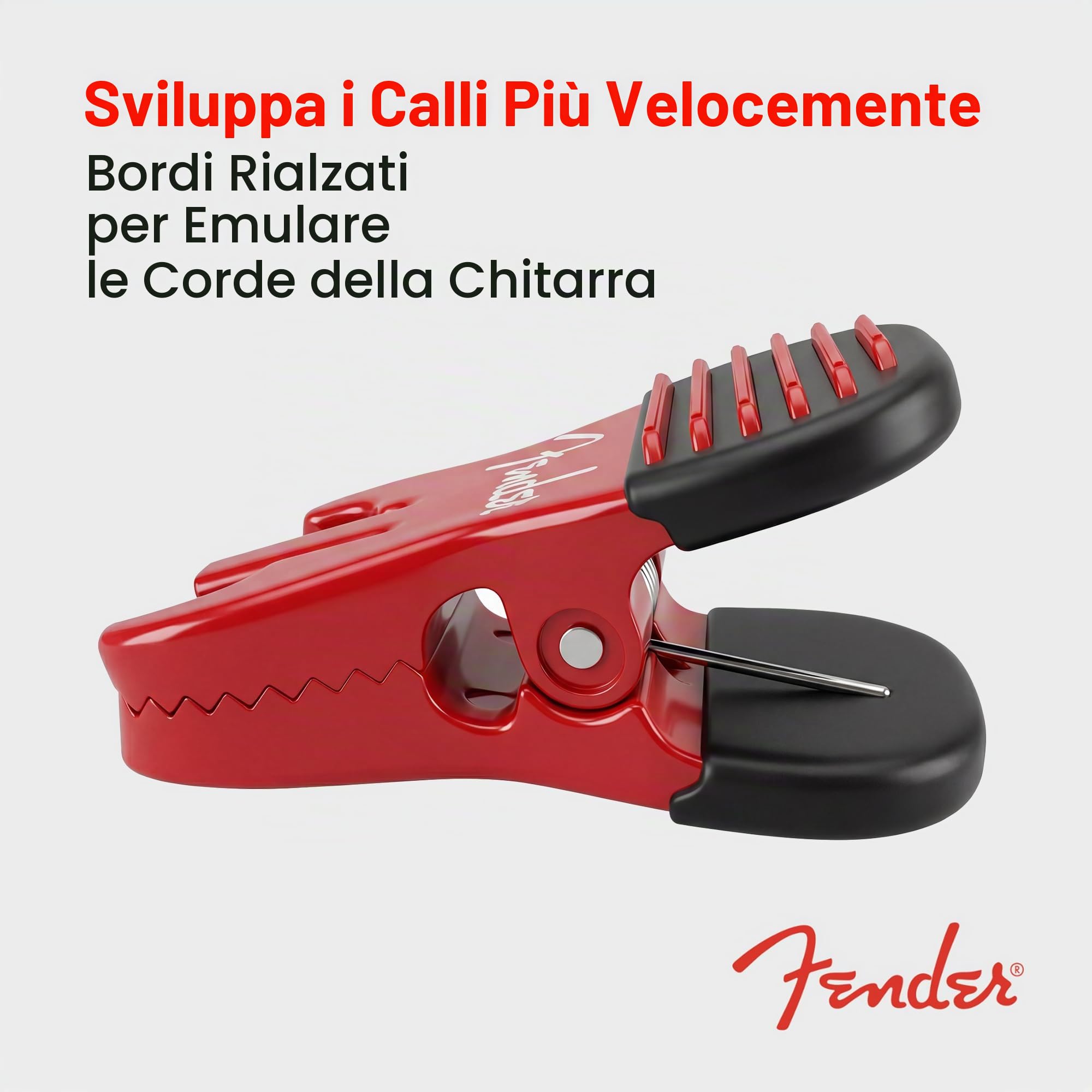 FENDER Costruttore di calli brevettato e rinforzante per le dita, per chitarra, basso e violino, attrezzo per allenare le dita della chitarra e della presa, accessori ideali per chitarra e basso
