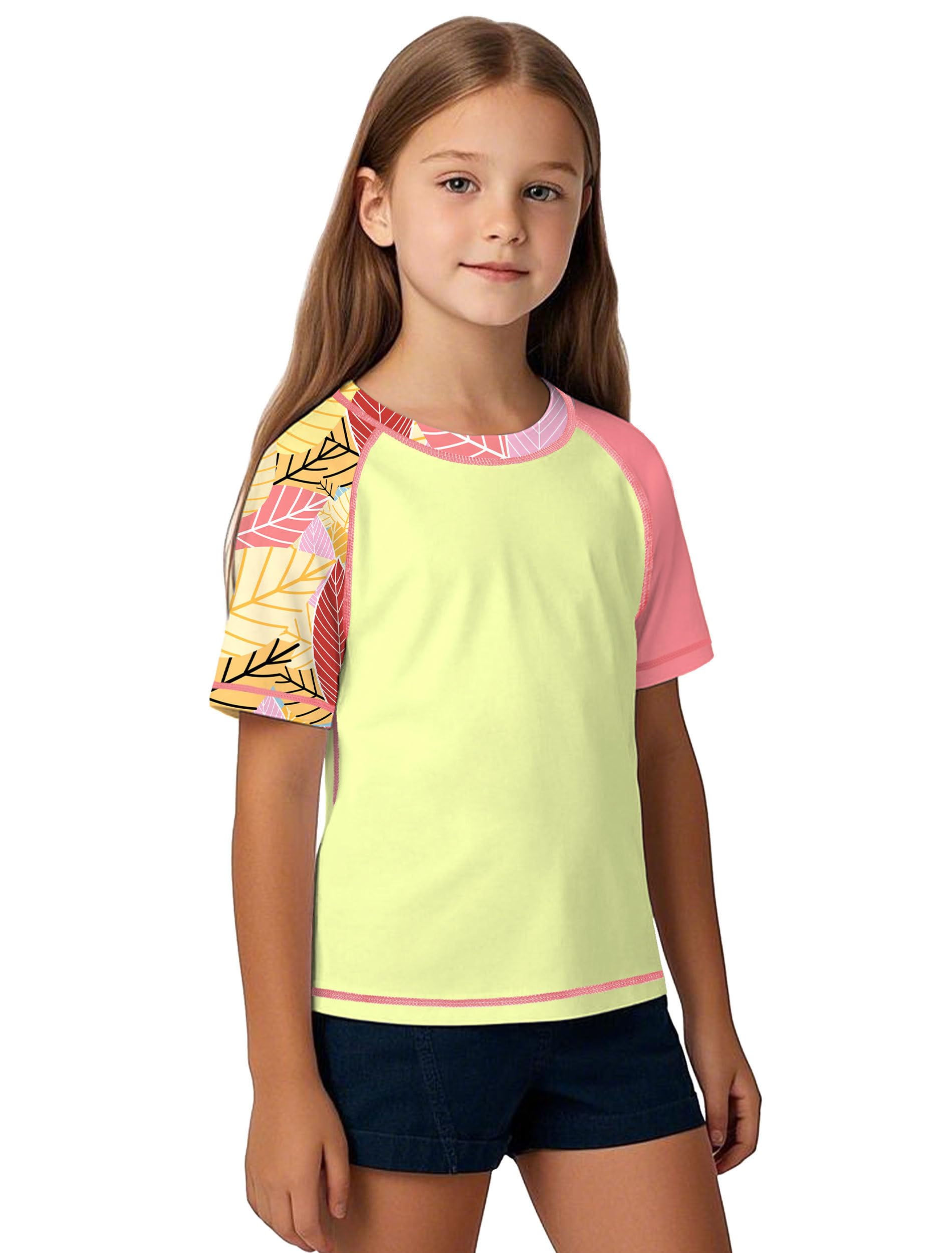 ANGEL CITIZ Jungen Kurzarm Rundhals Badeshirt UV Kinder Rashguard UPF 50+ Schwimmshirt Kinder 125-155