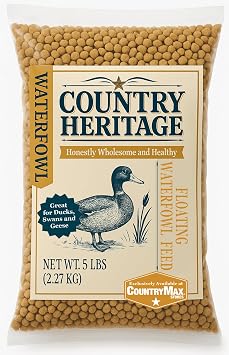 Country Heritage Floating Waterfowl Feed Duck, Goose & Swan Food 5 lb Resealable Bag Nutrient-Rich Pellets for Wild & Pet Birds