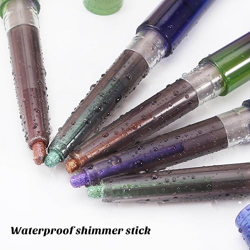 Miniatura 4 de Boobeen Sombra de ojos en barra con brillantina, pigmentada crema brillante sombra de ojos, lápiz impermeable, iluminador de ojos en barra para