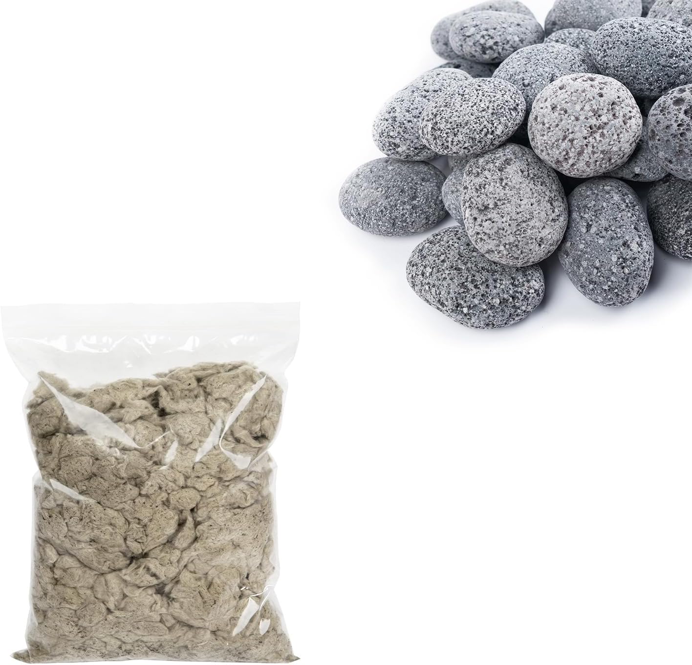 GASPRO 10 Oz Gas Fireplace Embers and 10lb Large Lava Rocks