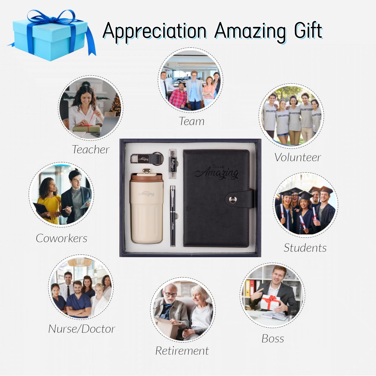 Employee Appreciation Gifts Set, Appreciation Gifts for Coworkers, Thank You Gifts Christmas Gift Welcome to the Team Present for Employees Teachers Coworkers Nurse Boss - You Are Amazing Gift Bulk