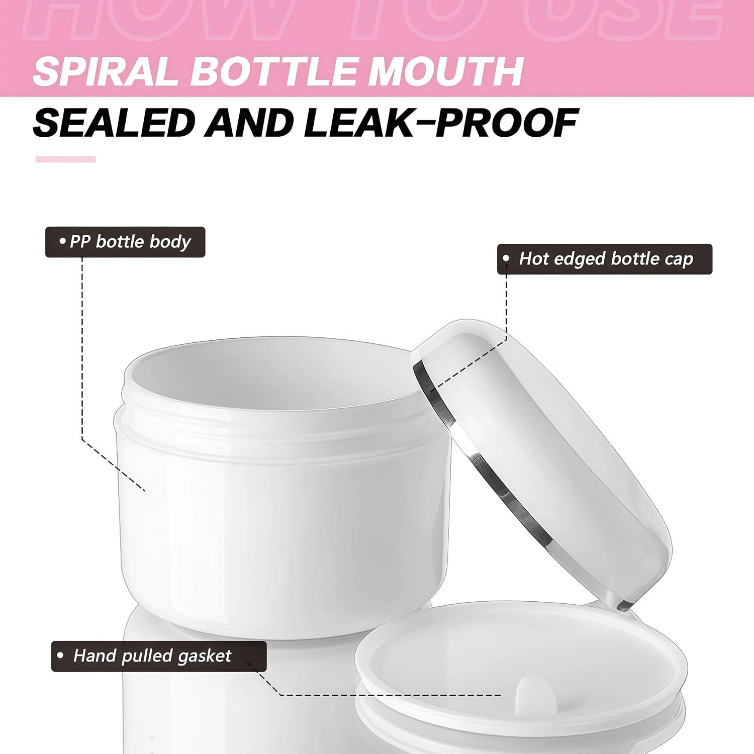 6PCS White Plastic Creams Jar with Inner Liners and Lid Empty Refillable Cosmetic Face Lotions Ointments Bottles Containers Lip Balm Storage Scrub Lotions Dispenser Jars Pots(50ML/1.69OZ) image 3