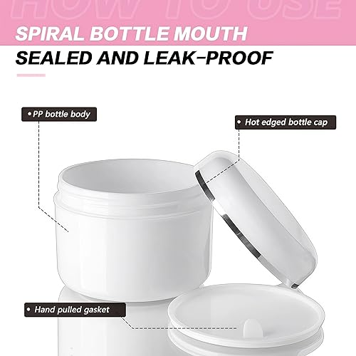 Miniatura 3 de 6 tarros de cremas de plástico blanco con forros interiores y tapa vacíos recargables para lociones faciales cosméticas, ungüentos, botellas,