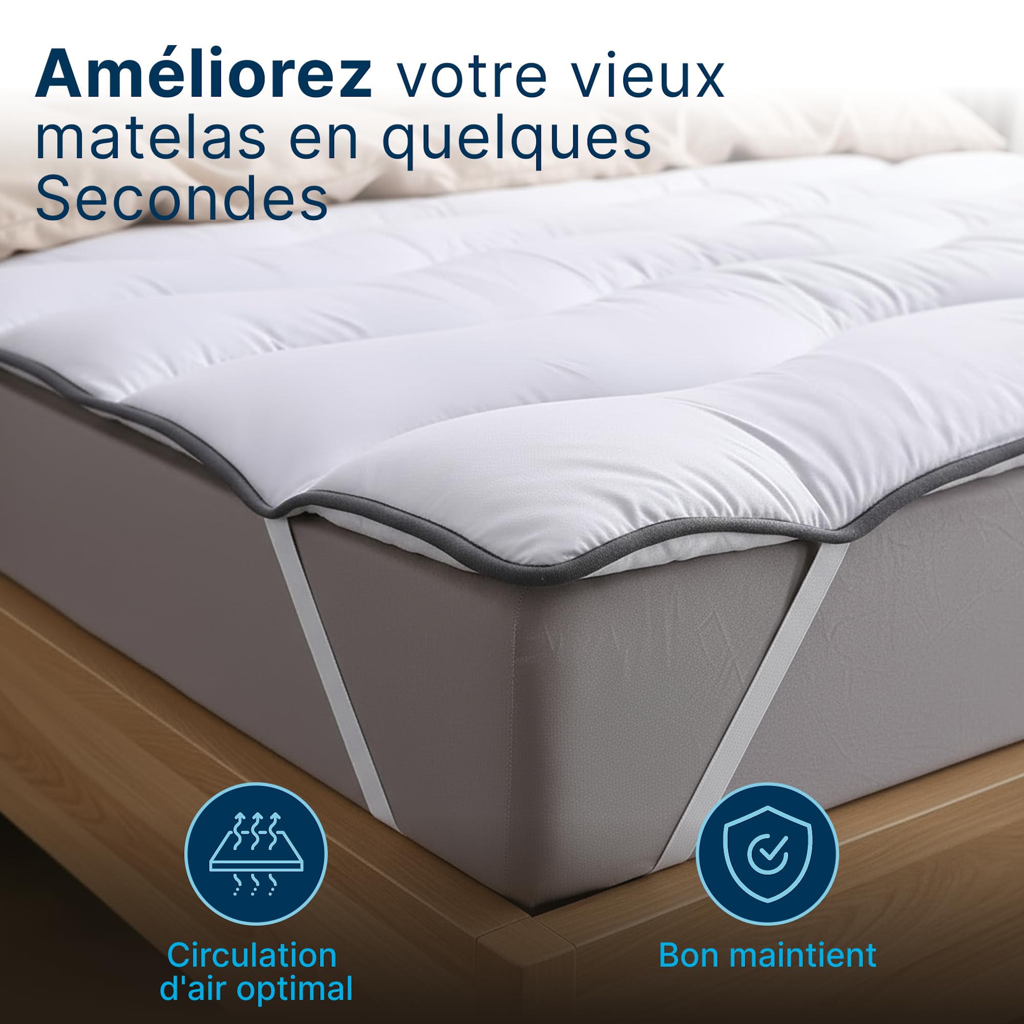 CATAVANA - Surmatelas Nuage 140x190 cm - Microfibre Hypoallergénique - Respirant et Anti-Acariens - Parfait pour Matelas Double, Clic-Clac et Convertible.