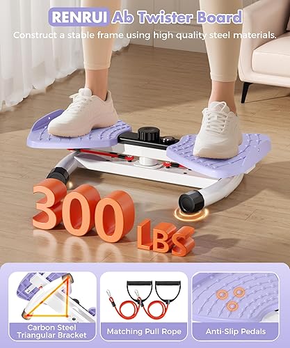 Miniatura 2 de RENRUI Waist Twister Machine Exercise Fitness Tool, Ab Twister Board with the Smart LED Digital Monitor, 300lbS Capacity & 20dB Ultra-Quiet,