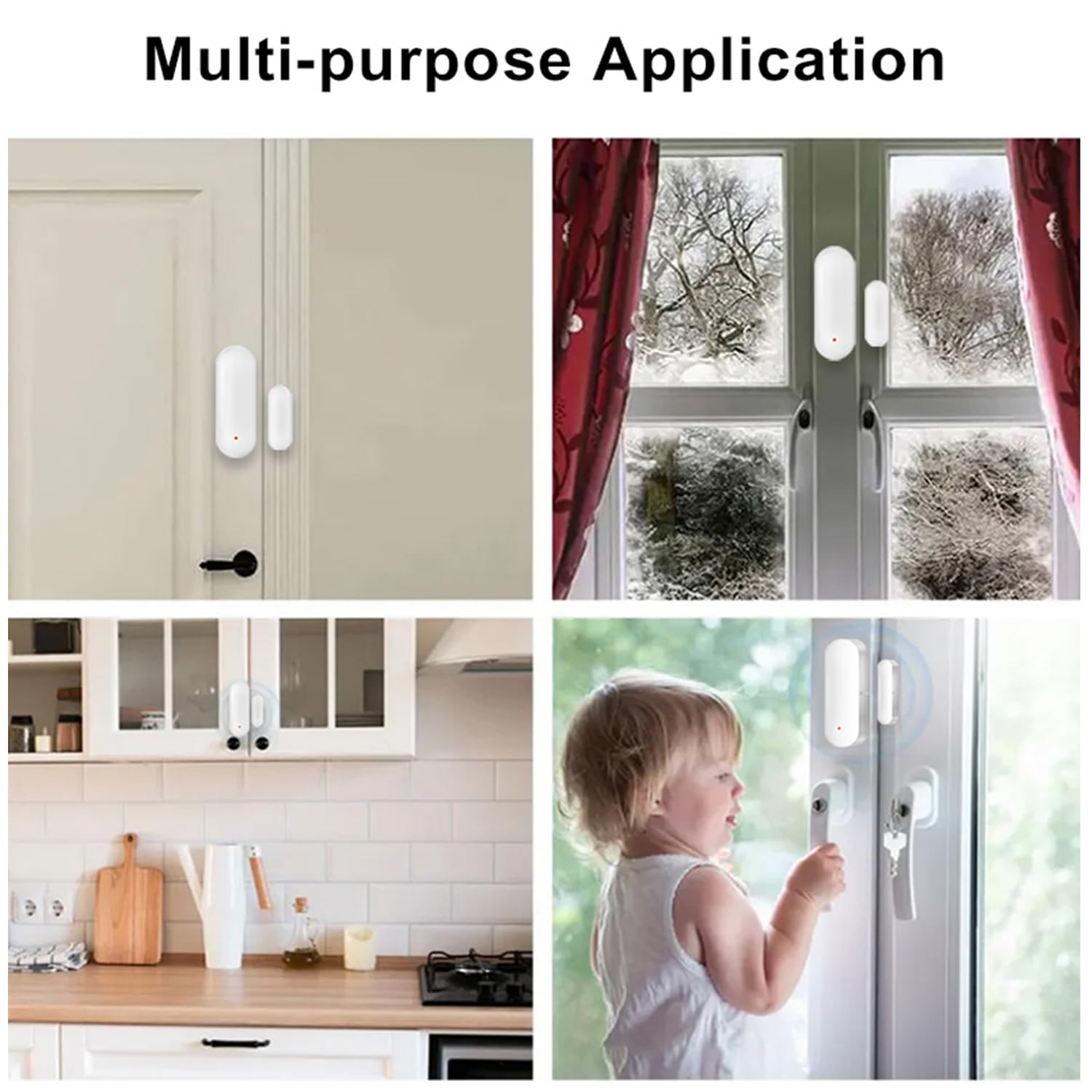 Sensore intelligente per porta WiFi: sensore di contatto per la sicurezza domestica, sensore per finestra senza fili con notifiche istantanee dell'app, compatibile con Alexa e Google Assistant