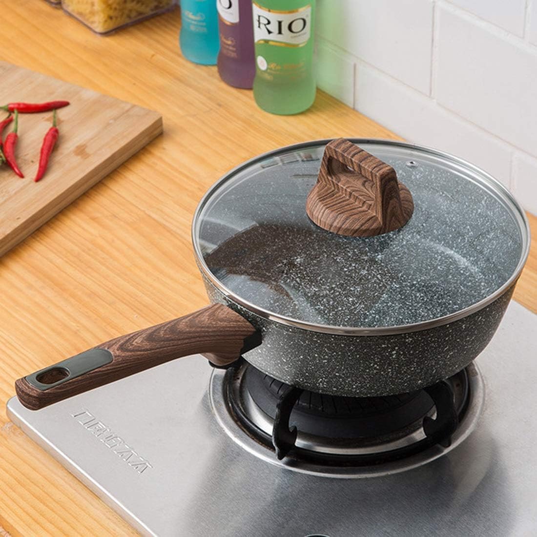 28cm Household Kitchen Utensils Non-Stick Pan Deep Frying Pan Wok Soup Soup Stove