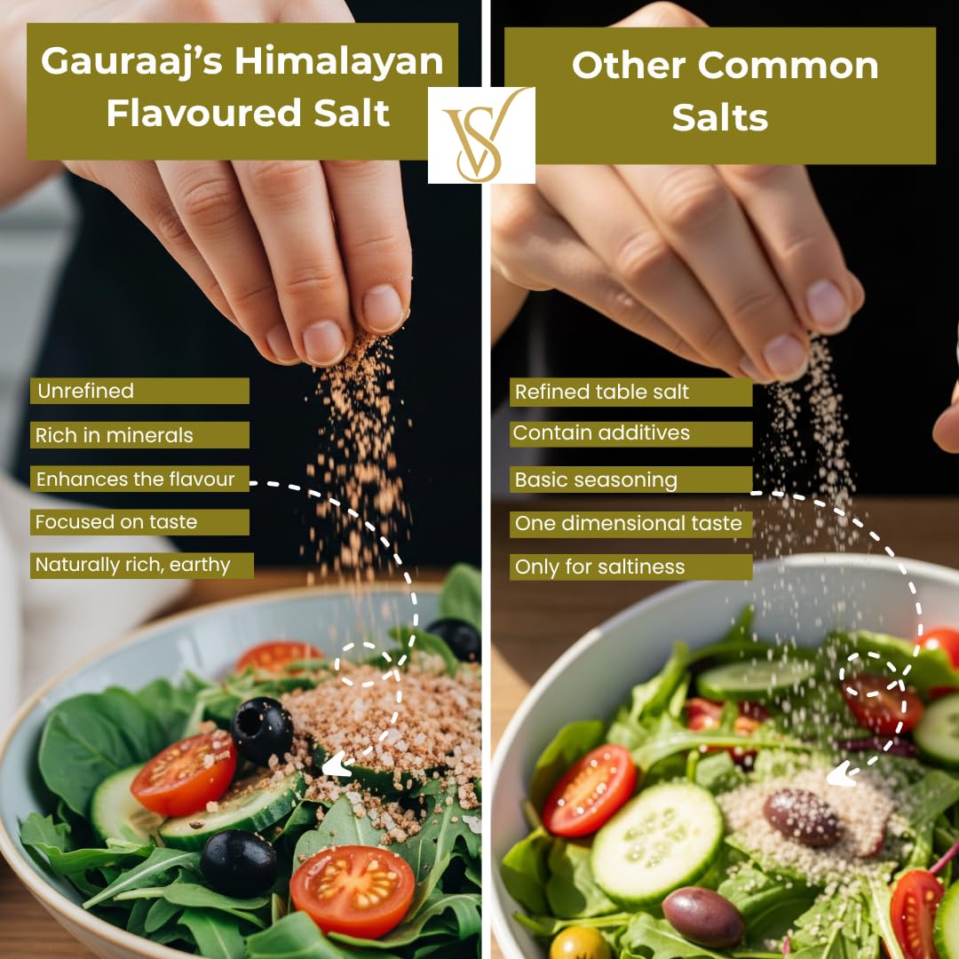Gauraaj Handgrounded Garlic Himalayan Flavored Salt - 500g | Organic Pahadi Namak Seasoning | Pisyu Loon Seasoning Mix for Popcorn, Salad, Raita, Snacks | No Preservatives & Chemicals (Pack of 1) - Image 5 thumbnail
