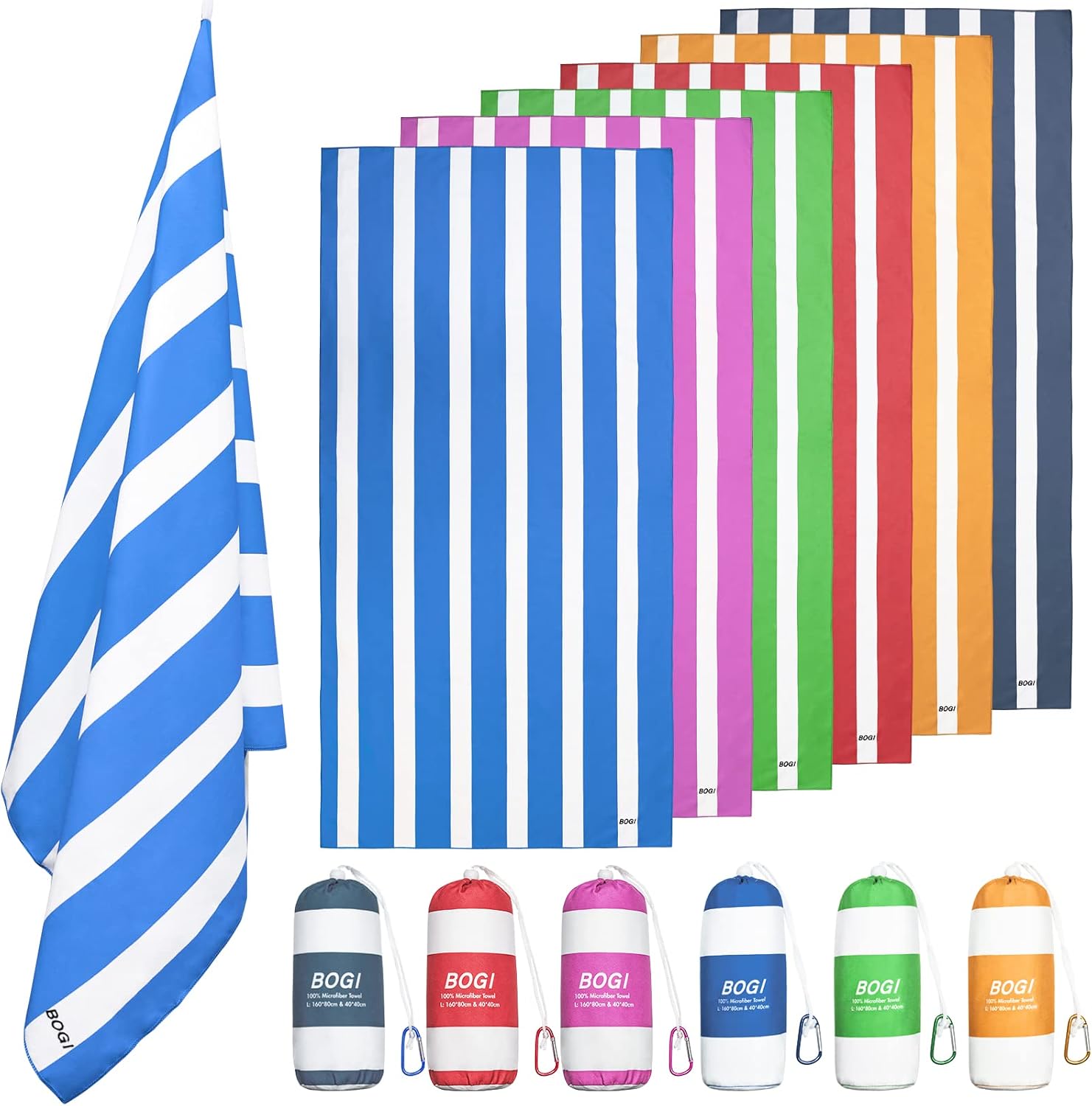 BOGI Microfiber Beach Towel Set,Quick Dry Beach Towel-(Size:L,XL)-Lightweight Absorbent Oversized Travel Towel,Sand Proof Compact Pool Towels for Travel Bath Beach Swim Gym Yoga