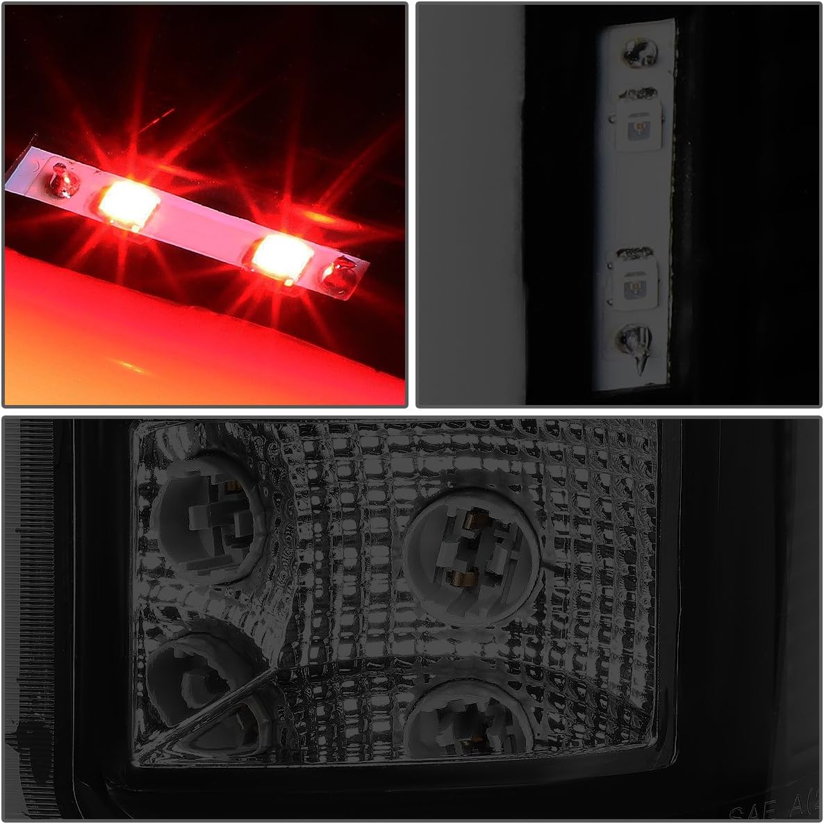 3D C-Style LED Tail Light Assembly Compatible with 07-14 GMC Sierra 1500 2500 HD 3500 HD Left and Right Brake Lamps Black Housing