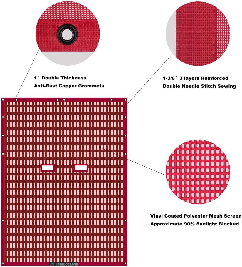 Shadeidea JK Sun Shade Top Compatible with Jeep Wrangler JKU Top Sunshade Soft Mesh Roof Cover (2007-2018)- Wind Noise UV Blocker -10 Year Warranty -2 Door -Cherry Red -Front&Rear (1 Piece)