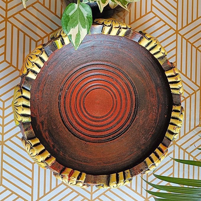 Image of Niyara Handmade Earthenware Clay Decorative Bowl, Urli, Flower Pot (Large)