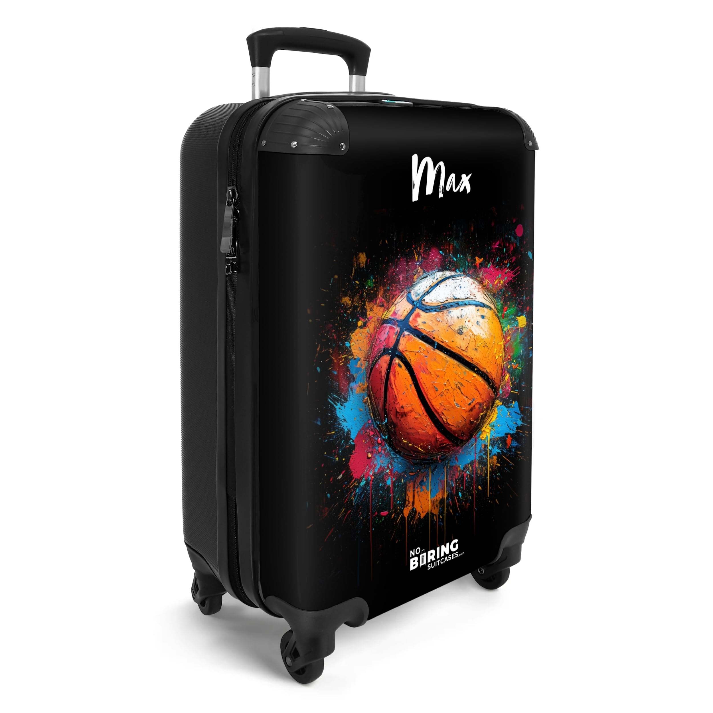NoBoringSuitcases.com Valigia Trolley 55x40x20 cm, 10 kg, Personalizzabile (Pallone da Basket - Arancione)