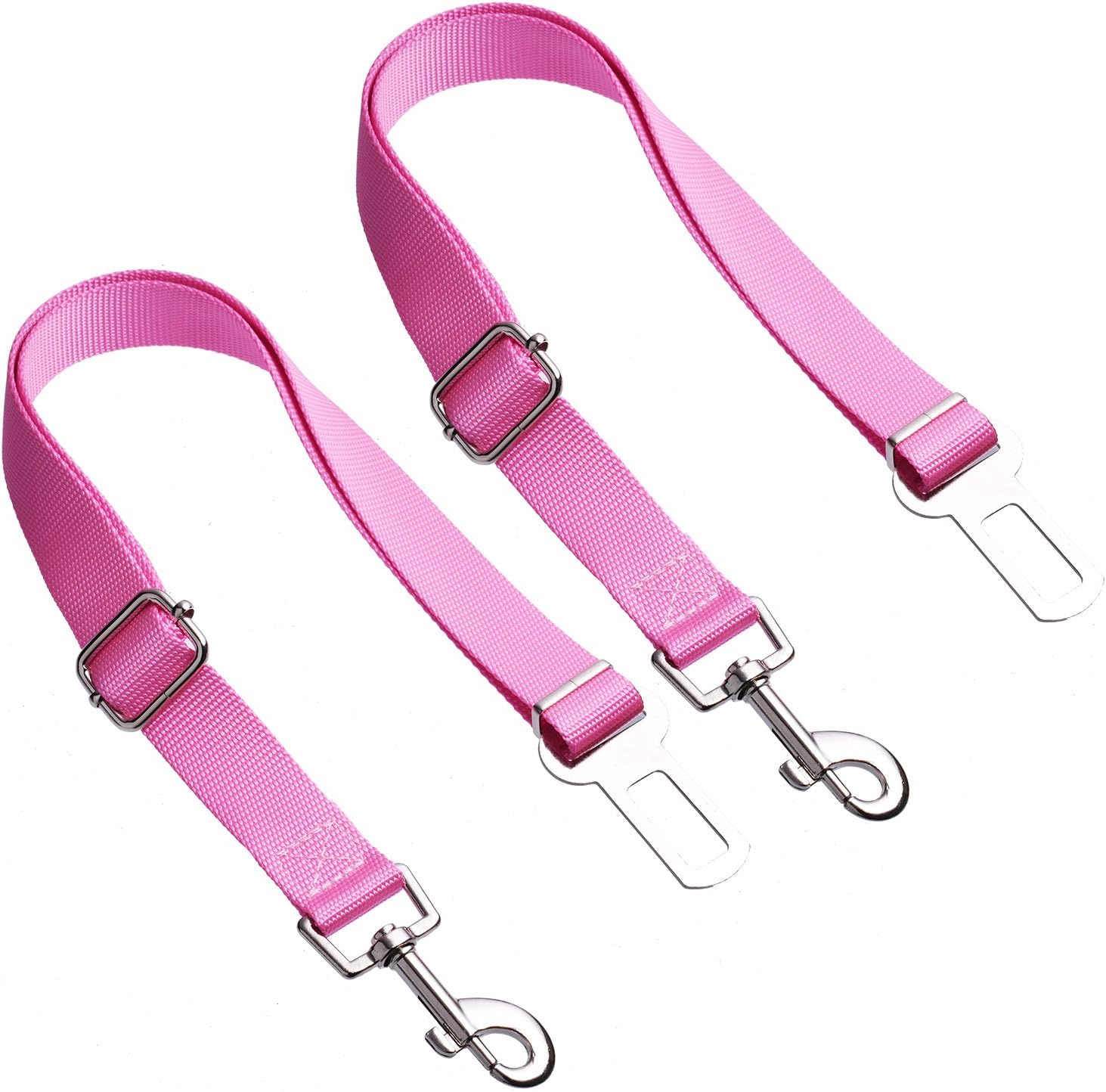 2 Packs - Adjustable Pet Dog Cat Car Seat Belt Safety Leash Vehicle Seat Belt Harness (Pink)