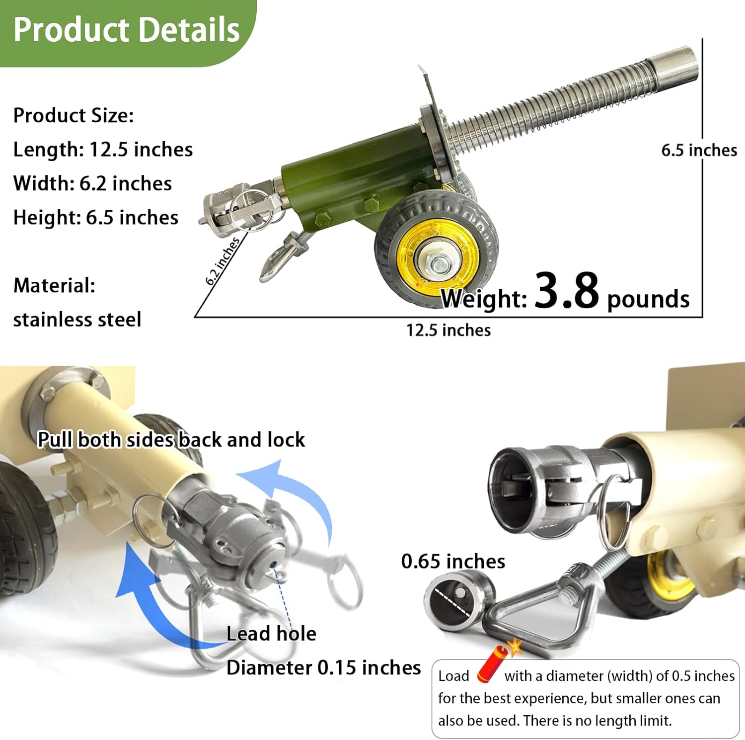 TIETHEKNOT Stainless Steel Mini Cannon Model with Recoil Mechanism - Perfect for Outdoor Games and Collectors’ Gift (Beige)
