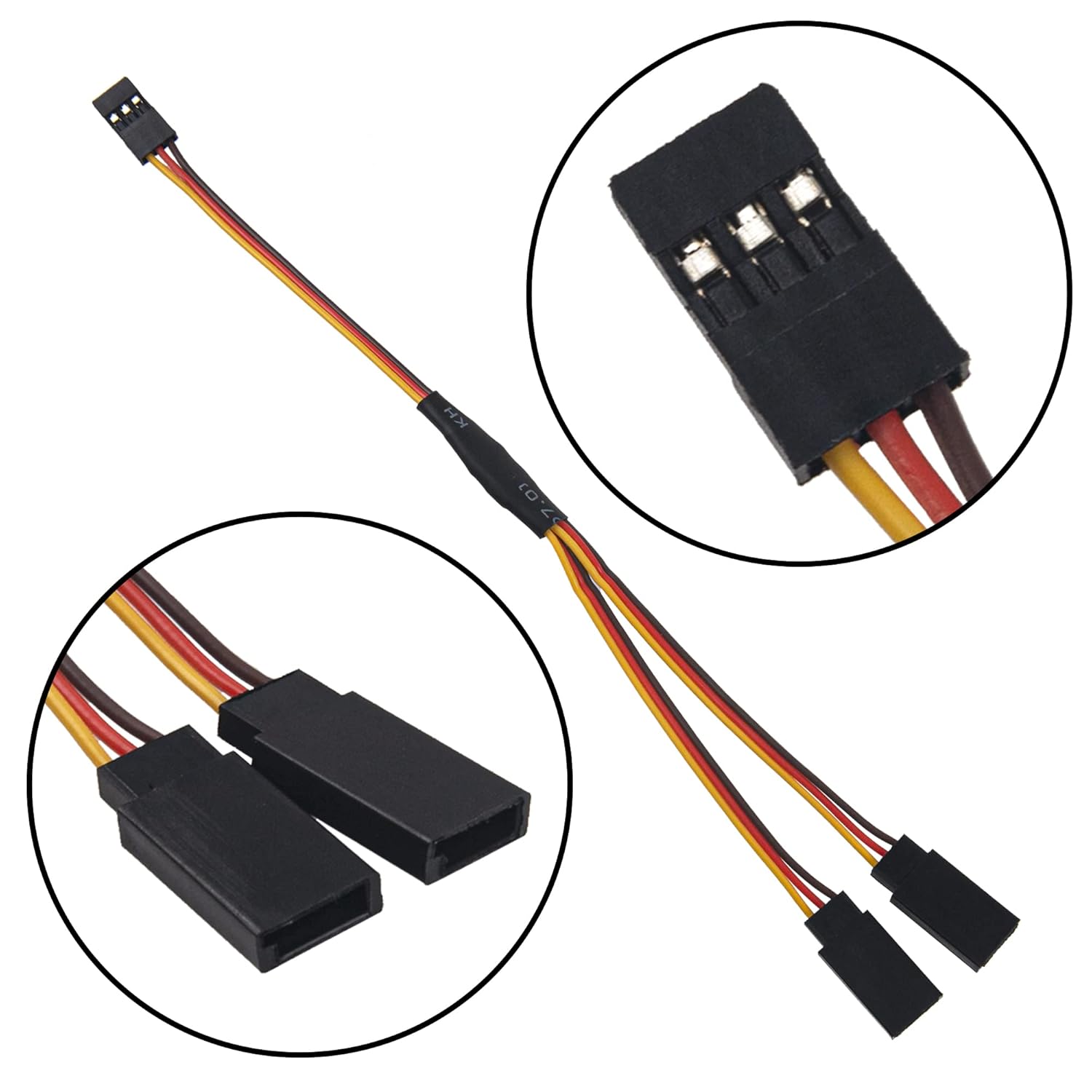 4Pcs ShareGoo 7.87" JR Plug Y Splitter Wire,JR Male to JST Female Y Harness Wire Adapter JR Servo Y Parallel Extension Cable Lead for SCX10 TRX-4 RC Crawler Receiver Servo Winch Fan Led Lights RC Boat