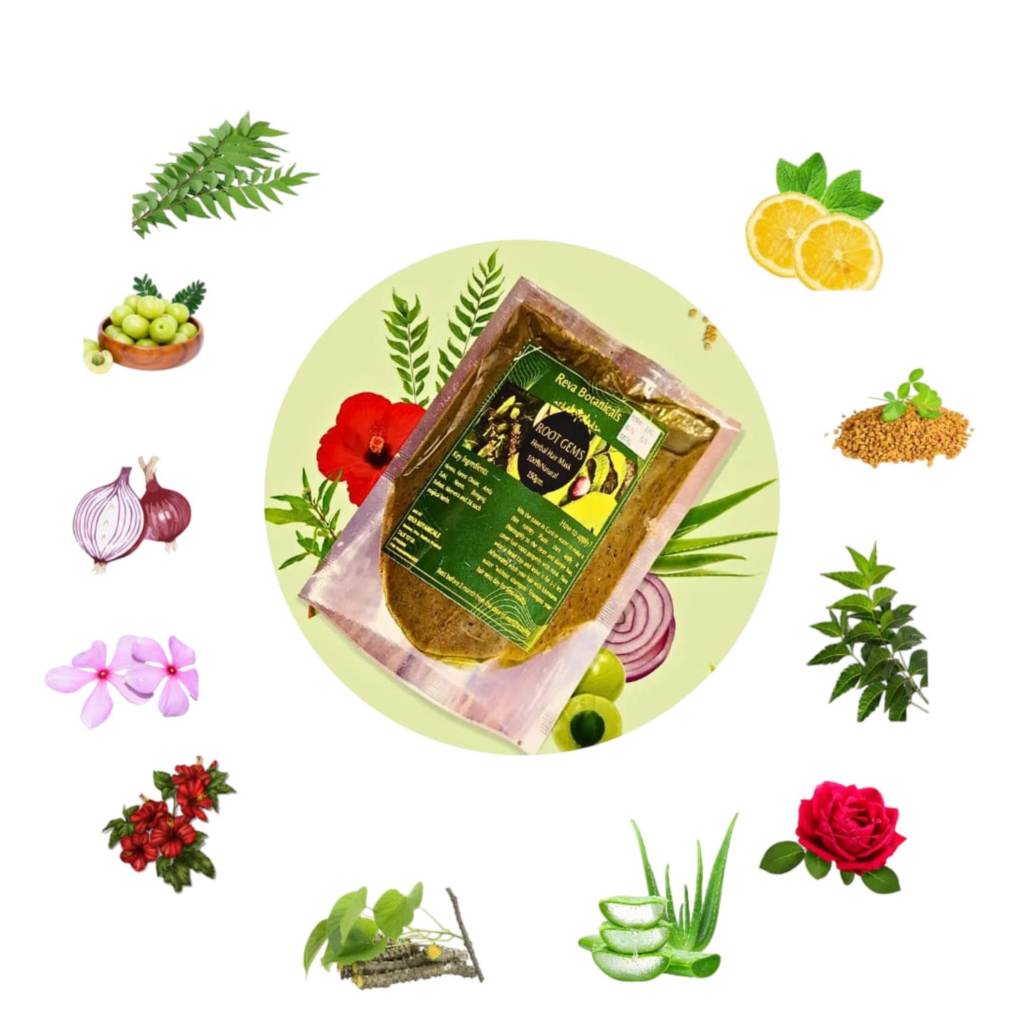 Root Gems Herbal Hair Mask with Amla, Bhringraj, Brahmi & Aloe Vera | Deep Nourishment for Dry, Damaged Hair | Strengthens Roots & Promotes Healthy Growth - 200g-image-15