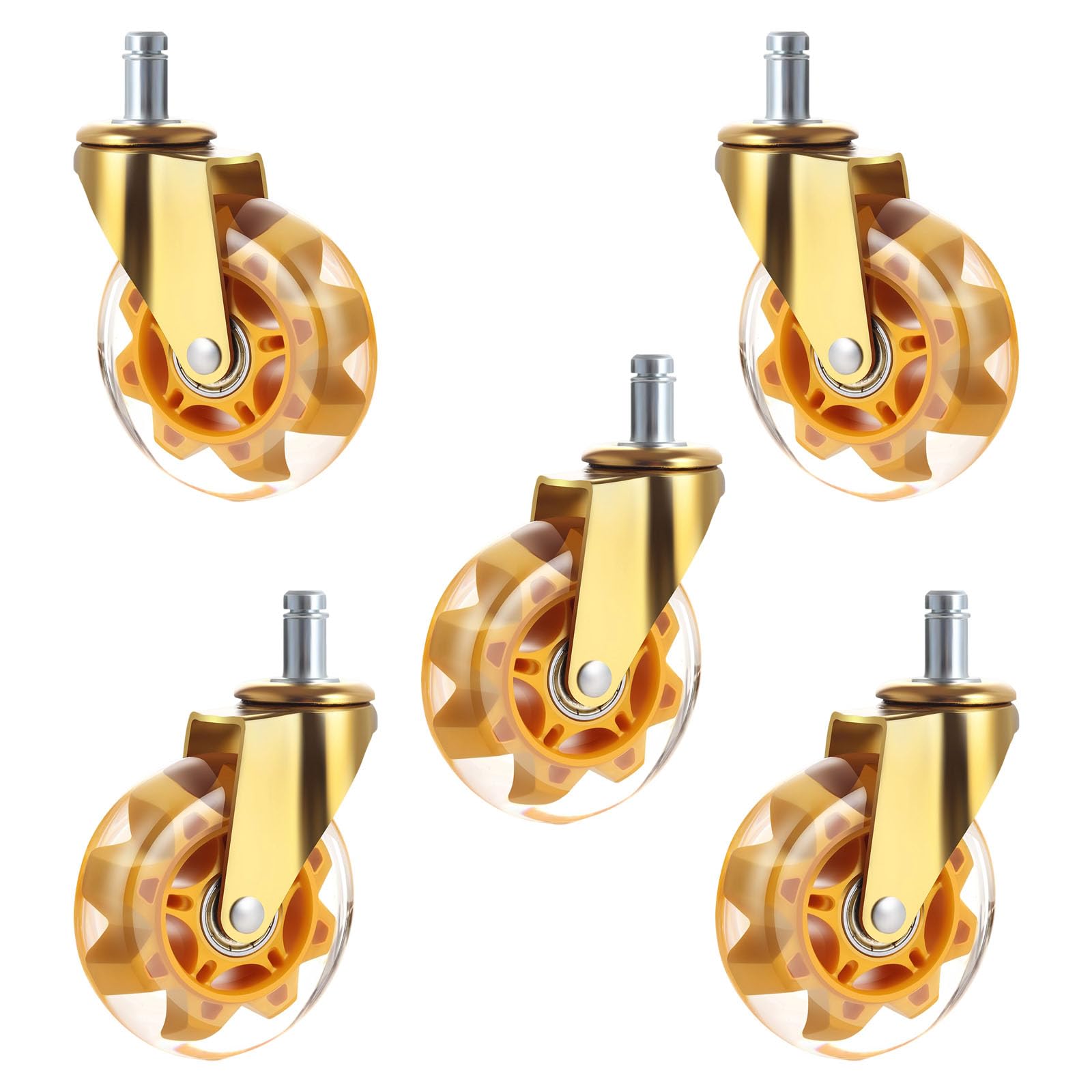 Buxuaaaa Polyurethane Chair Casters 3 Inch Noiseless Gliding for Rolling Chairs and Ergonomic Furniture Chair Casters