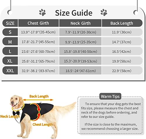 Miniatura 3 de Malier Conjunto formal de traje de esmoquin para perro, elegante traje de boda para perro con collar, disfraz de perro para perros pequeños,