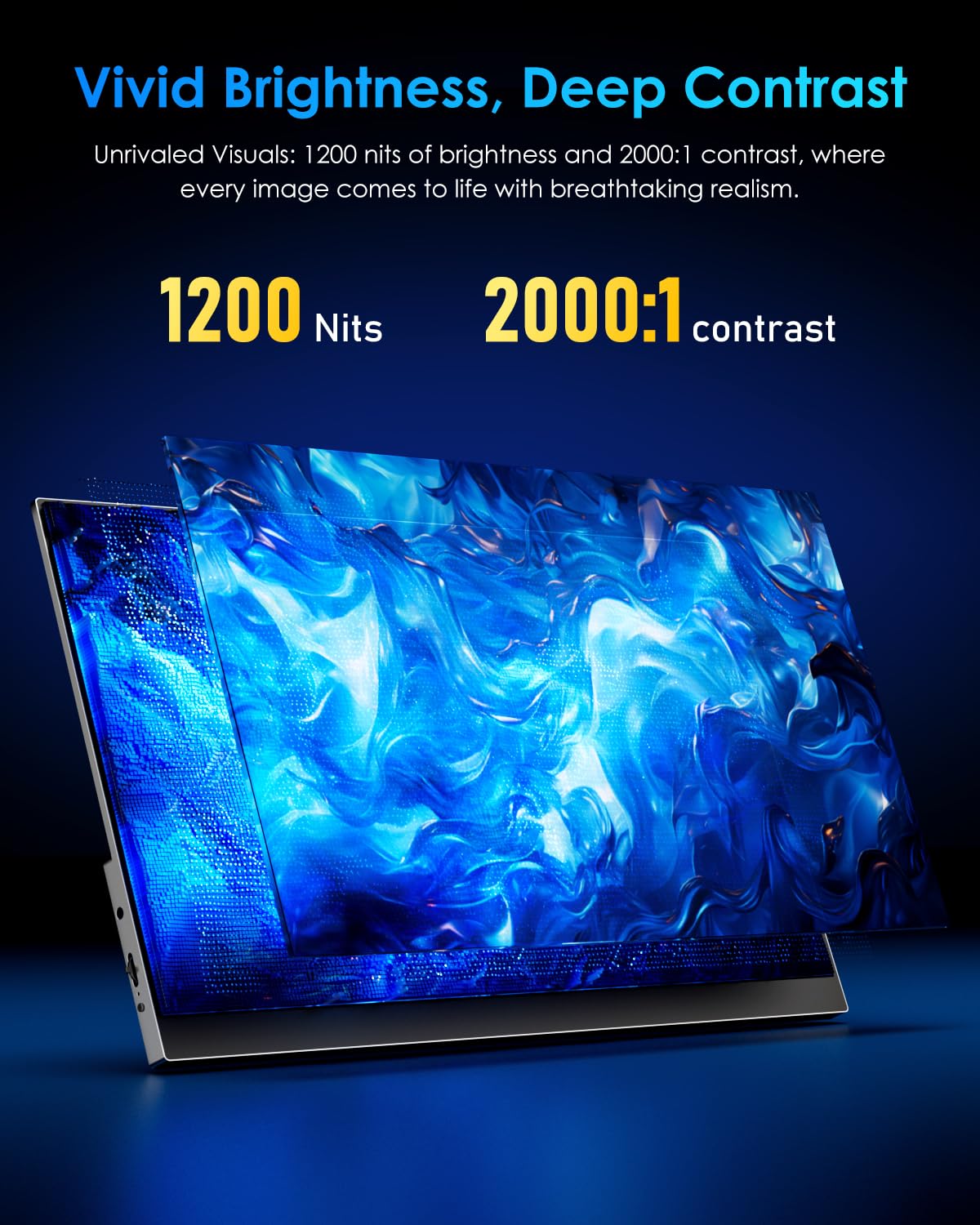 Yodoit Monitor portatile 16" 4K 3840 x 2400 UHD 1200 Nits schermo con Smart Cover, display IPS con tipo C, Mini-HDMI, altoparlanti integrati, compatibile con PC, laptop, MacBook, PS3/4/5