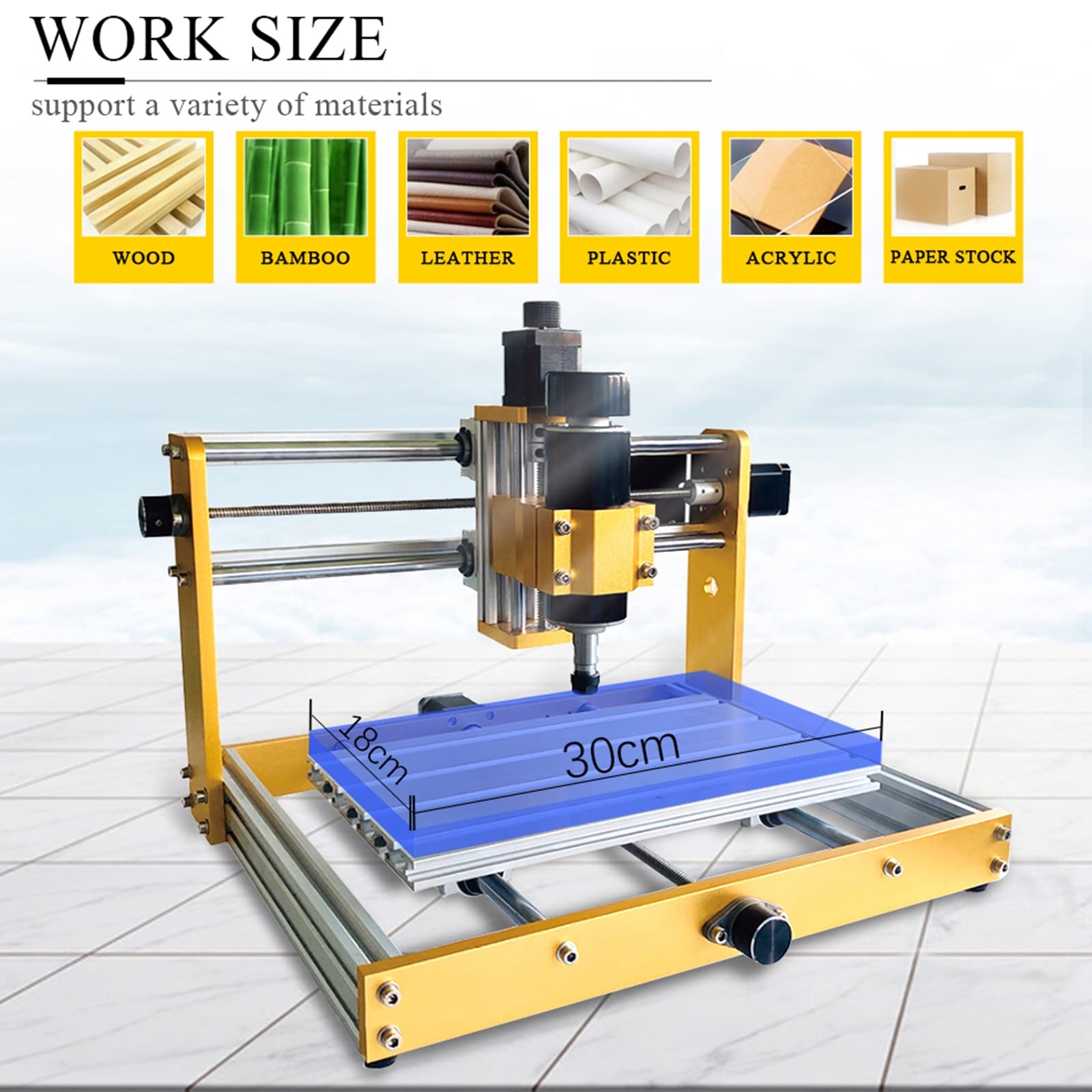 2 in 1 Macchina Per Incisione CNC 3018 Plus Con Modulo, Mini Kit CNC Fai Da Te A 3 Assi, Prolunga ER11, Controller Offline Per Plastica Alluminio Morbido Legno Acrilico PVC,300w,15W Laser Head